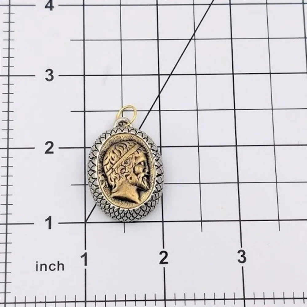 Greek Revival‎ Pendant Vintage Button Two Tone Upcycled Repurposed